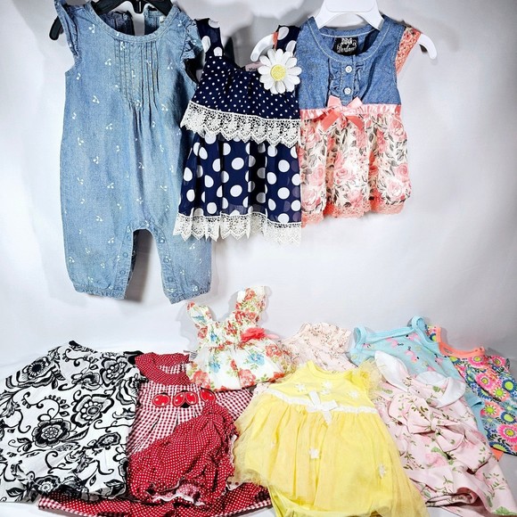 Baby Girl Dresses 3 to 6 Months 10 Dresses 1 Jumper Adorable Assorted Brands - Picture 1 of 9